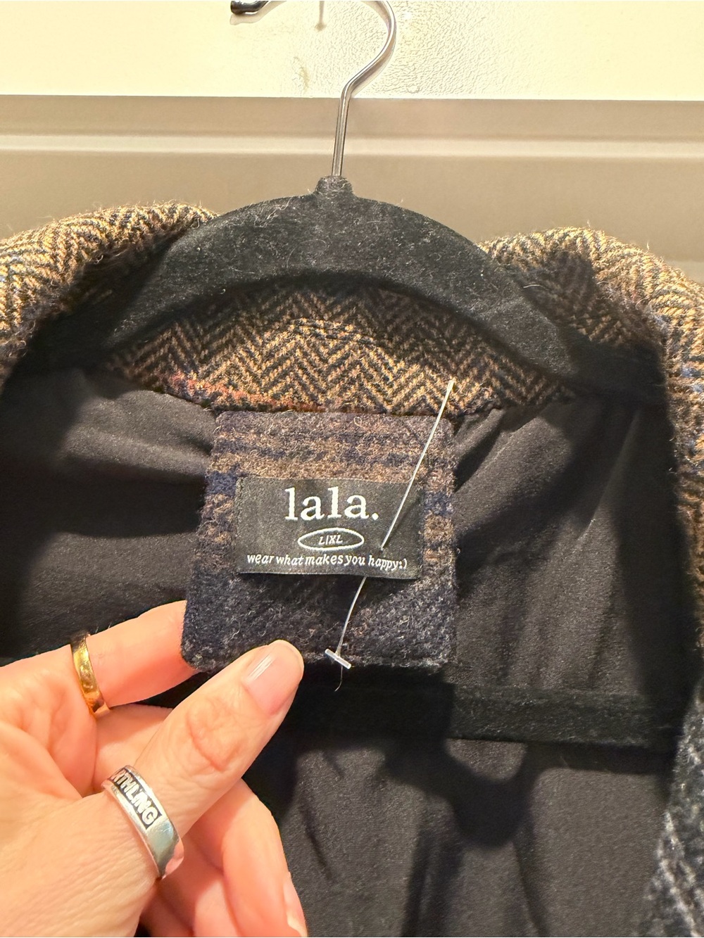 Dressed in LALA Risk Something Longline Plaid Patchwork Coat - Picture 5 of 6
